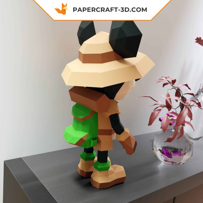 Papercraft Mickey Safari en origami papier 3D format PDF, SVG et DXF