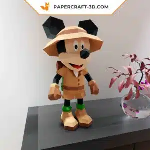 Papercraft Mickey Safari en origami papier 3D format PDF, SVG et DXF