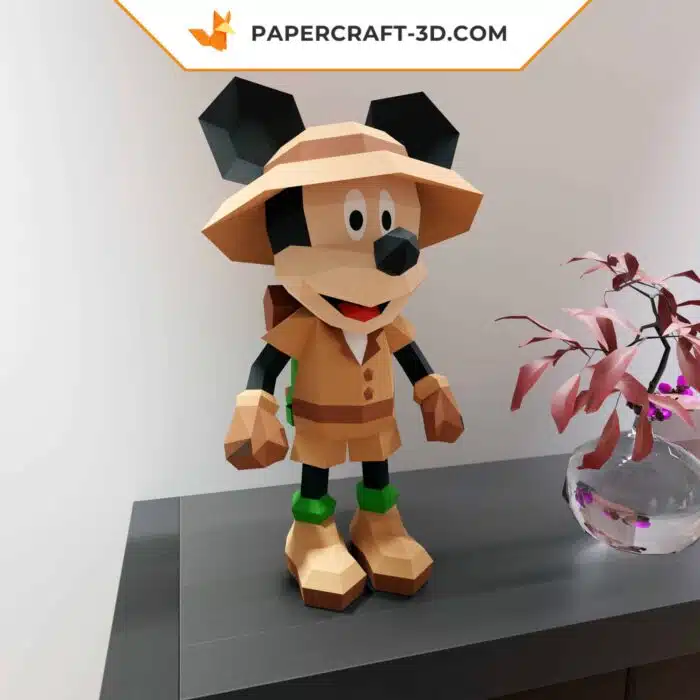 Papercraft Mickey Safari en origami papier 3D format PDF, SVG et DXF