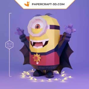 Papercraft Minion Vampire en origami papier 3D pour décoration d’Halloween