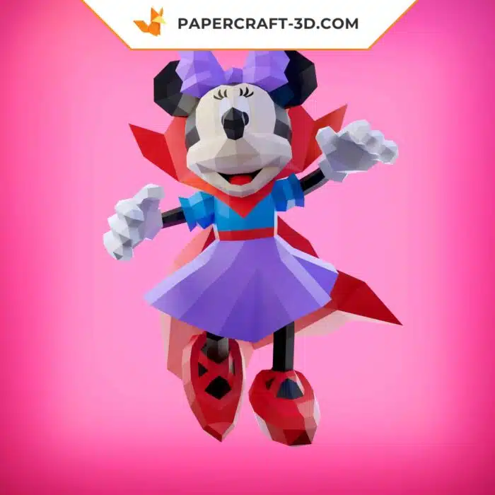 Papercraft Minnie Halloween en origami papier 3D