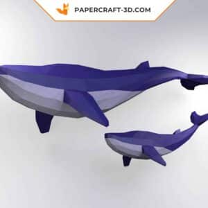 Papercraft modèle de baleine en origami papier 3D