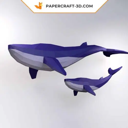Papercraft modèle de baleine en origami papier 3D