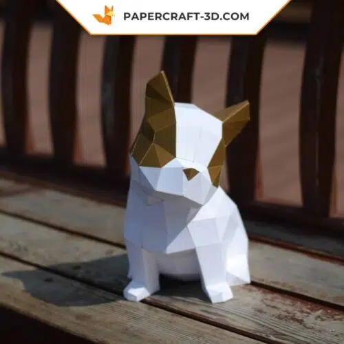 Papercraft Modèle de Bulldog en origami papier 3D