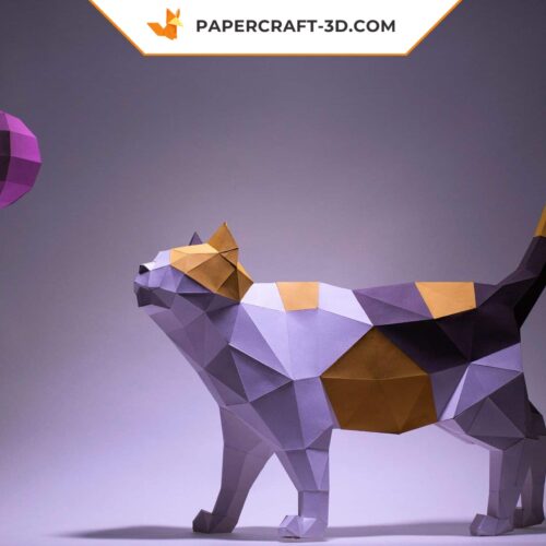 Papercraft modèle de chat en origami papier 3D à télécharger en PDF