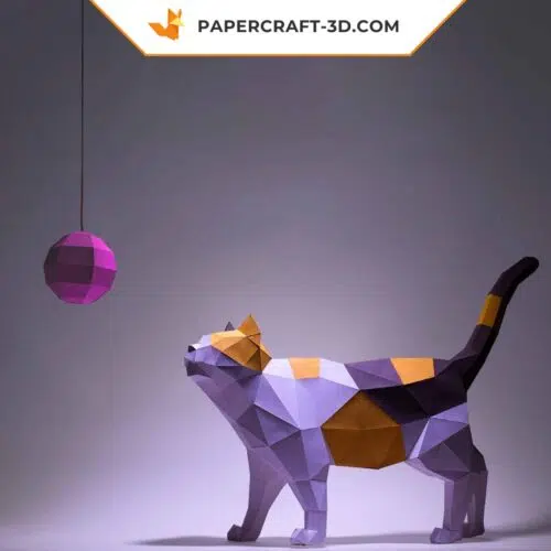 Papercraft modèle de chat en origami papier 3D à télécharger en PDF