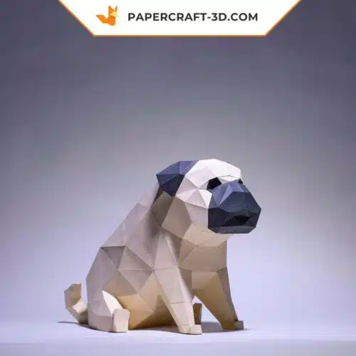 Papercraft Mops Hund im Origami