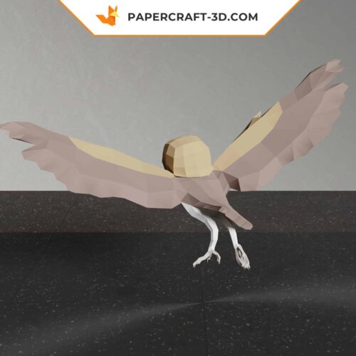 Papercraft modèle de chouette volante en origami papier 3D