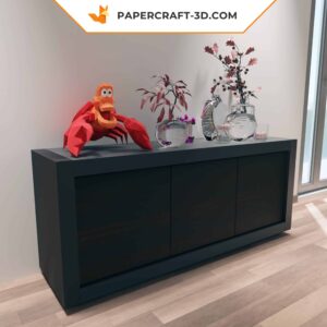 Papercraft modèle de crabe Sebastian en format numérique PDF, DXF et SVG, petite sirène, décoration, origami 3D en papier, kit PDF, Pepakura