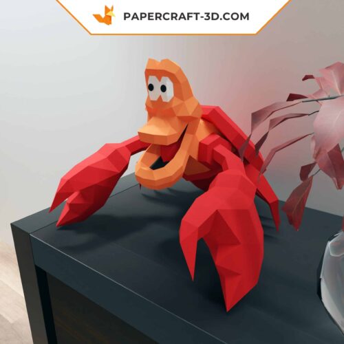 Papercraft modèle de crabe Sebastian en format numérique PDF, DXF et SVG, petite sirène, décoration, origami 3D en papier, kit PDF, Pepakura