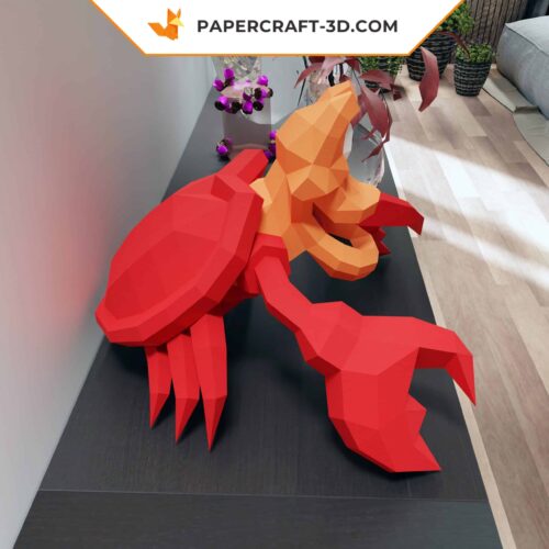 Papercraft modèle de crabe Sebastian en format numérique PDF, DXF et SVG, petite sirène, décoration, origami 3D en papier, kit PDF, Pepakura