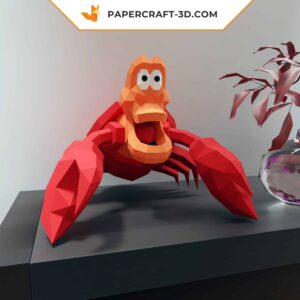 Papercraft modèle de crabe Sebastian en format numérique PDF, DXF et SVG, petite sirène, décoration, origami 3D en papier, kit PDF, Pepakura