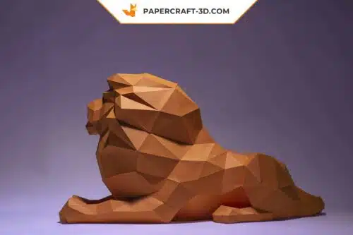 Papercraft modèle de lion assis en origami papier 3D