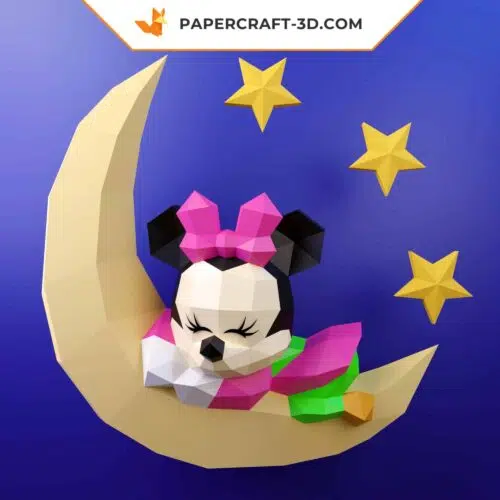 Papercraft Modèle de Minnie Bébé Dormant en Origami Papier 3D DIY