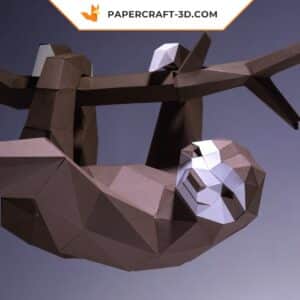 Papercraft modèle de paresseux en origami papier 3D