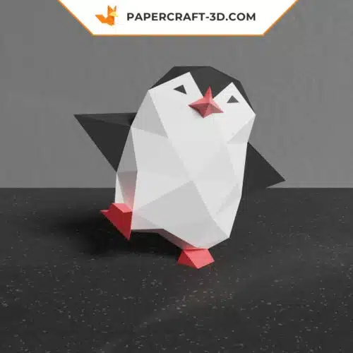 Papercraft pingüino bailando en origami 3D