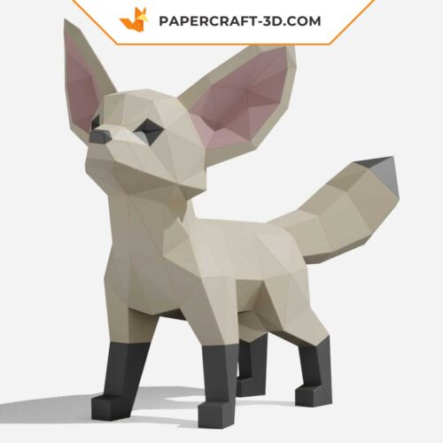 Papercraft modèle de renard Fennec en papier 3D origami