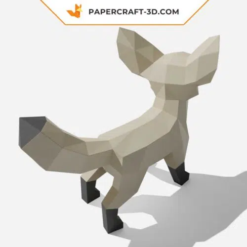 Papercraft modèle de renard Fennec en papier 3D origami