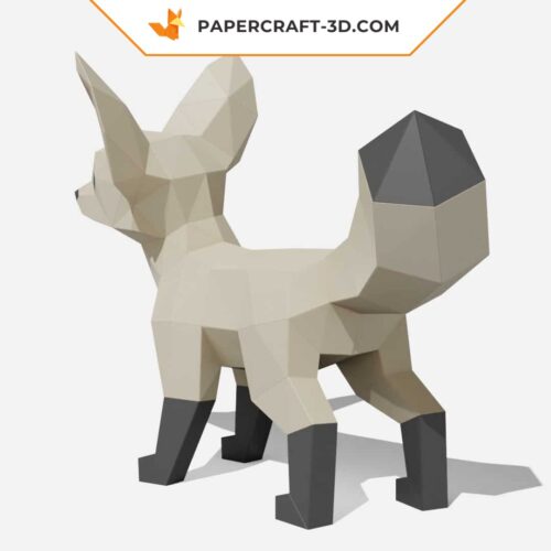 Papercraft modèle de renard Fennec en papier 3D origami