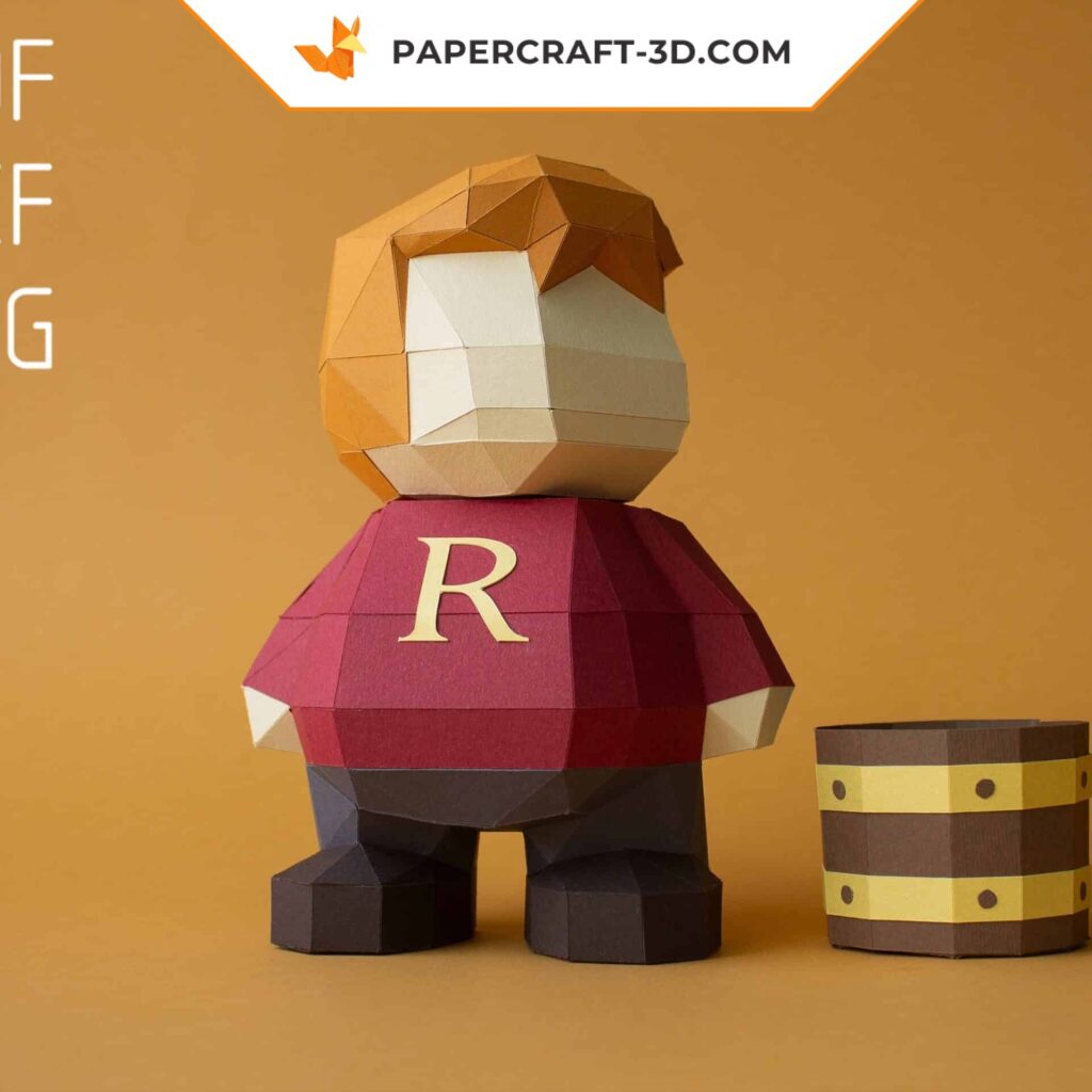 Papercraft Christmas candy cane in 3D origami