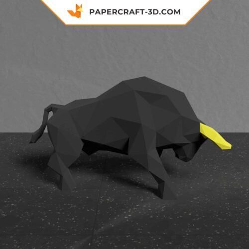 Papercraft modèle de taureau en basse poly 3D pour décoration intérieure, origami