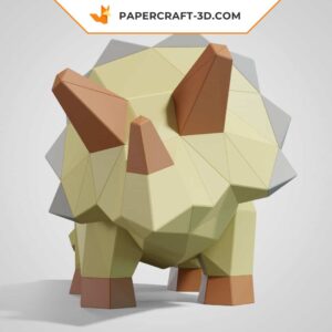 Papercraft modèle de Triceratops mignon en origami papier 3D