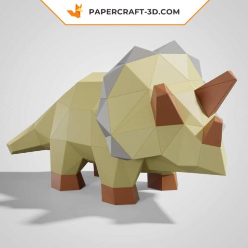 Papercraft baby Triceratops in 3D origami