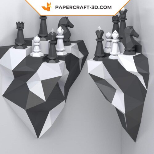 Papercraft modèle d’échiquier origami papier 3D en PDF et SVG