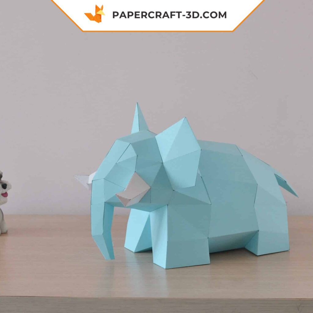 Papercraft d'éléphant mignon en origami 3D