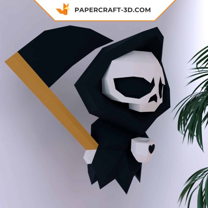 Papercraft Mort avec Café, modèle numérique Halloween en papier 3D