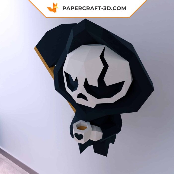 Papercraft Mort avec Café, modèle numérique Halloween en papier 3D