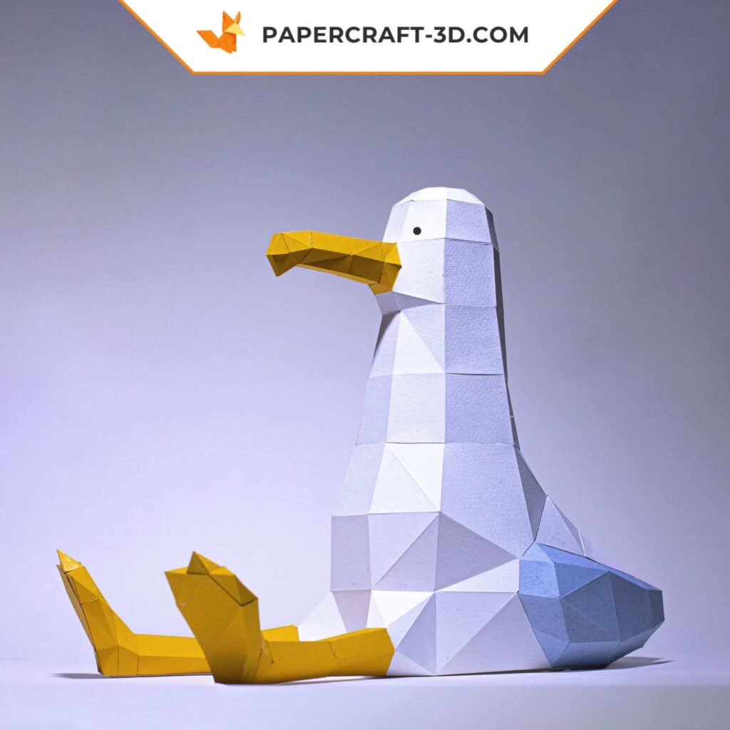 Papercraft de mouette assise en origami 3D