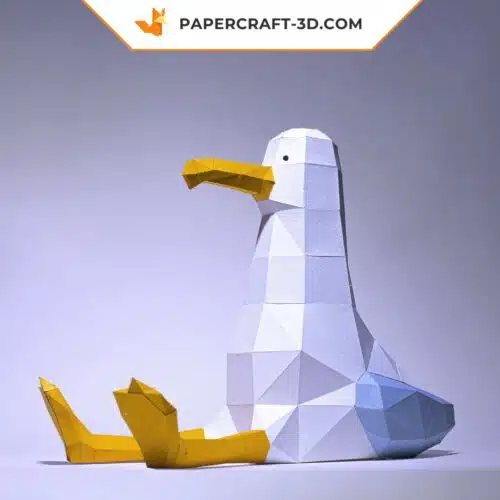 Papercraft von sitzender Möwe in 3D Origami