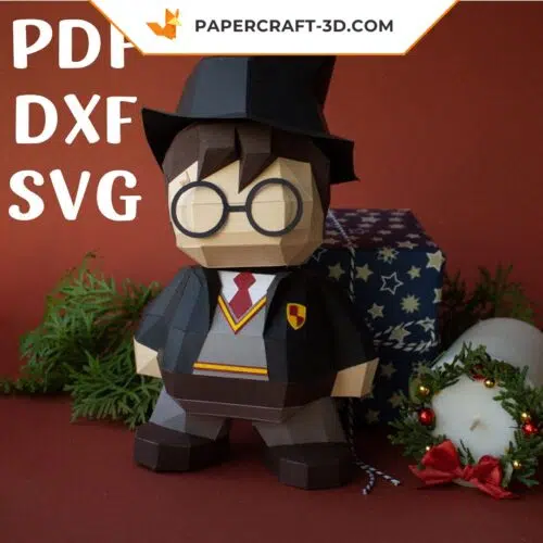 Papercraft Noël Harry en 3D, modèle de bricolage en papier basse poly