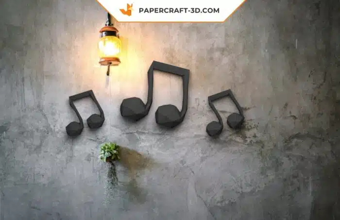 Papercraft Notes de musique en origami papier 3D