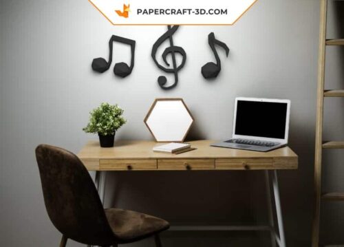 Papercraft Notes de musique en origami papier 3D
