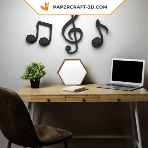 Papercraft notas musicais em origami 3D