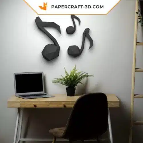 Papercraft Noten Schlüssel in Origami