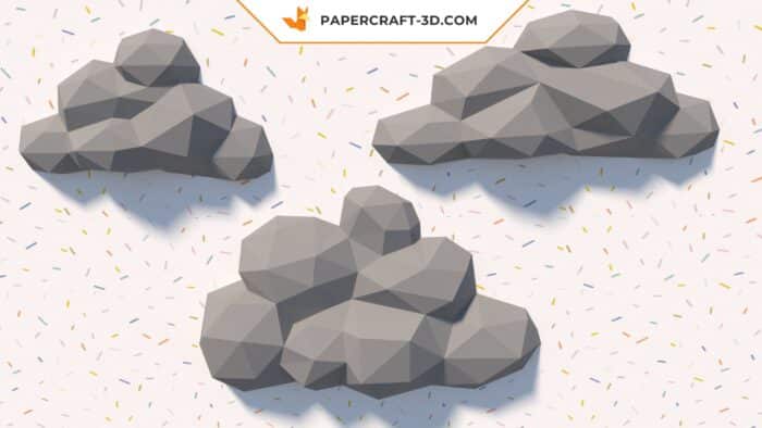 Papercraft nuages en origami papier 3D à réaliser soi-même avec modèle PDF