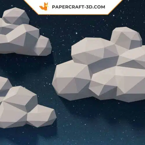 Papercraft nuages en origami papier 3D à réaliser soi-même avec modèle PDF
