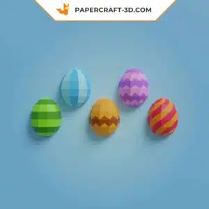 Papercraft Oeufs Muraux en 3D pour Pâques – Modèle de Décoration Murale DIY en Papier Low Poly