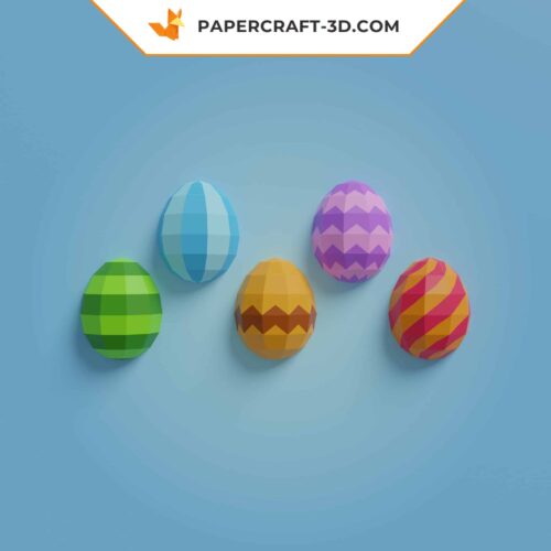 Papercraft Oeufs Muraux en 3D pour Pâques – Modèle de Décoration Murale DIY en Papier Low Poly