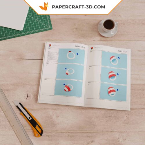 Papercraft Oeufs Muraux en 3D pour Pâques – Modèle de Décoration Murale DIY en Papier Low Poly