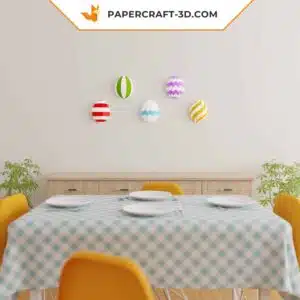 Papercraft Oeufs Muraux en 3D pour Pâques – Modèle de Décoration Murale DIY en Papier Low Poly