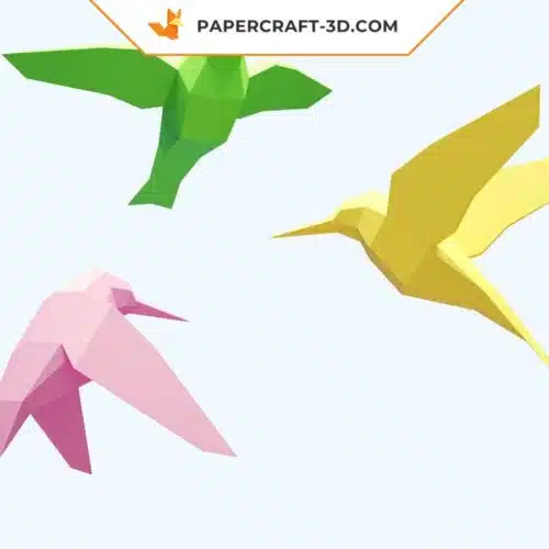 Papercraft of birds in 3D origami