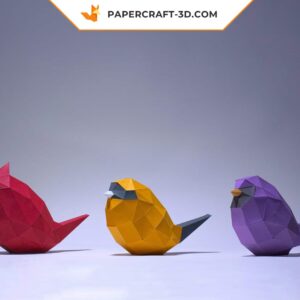 Papercraft oiseaux minimalistes en origami papier 3D pour décoration et bricolage