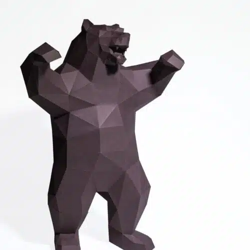 Papercraft oso enojado en origami 3D
