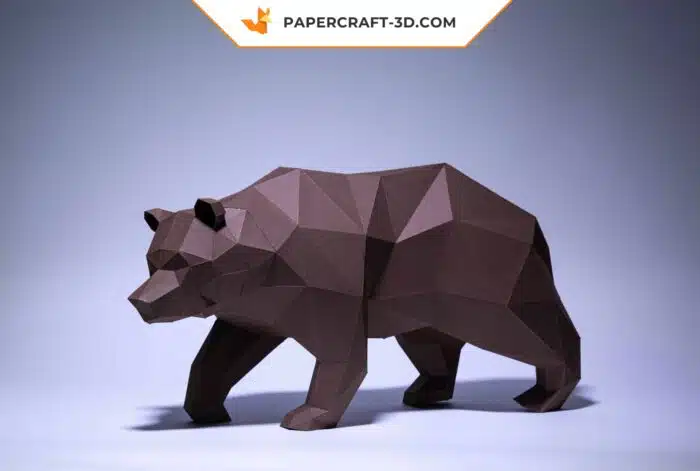 Papercraft Ours en origami papier 3D à monter soi-même