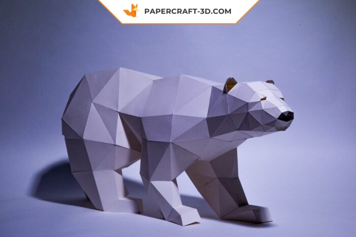 Papercraft Ours Polaire en origami papier 3D à télécharger