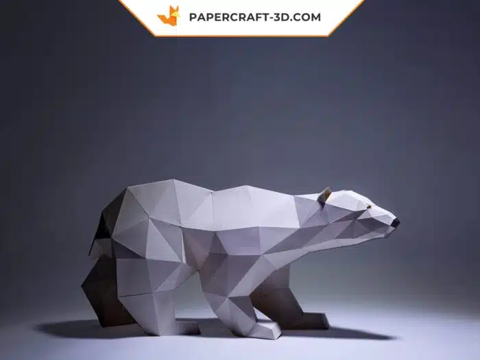 Papercraft Ours Polaire en origami papier 3D à télécharger